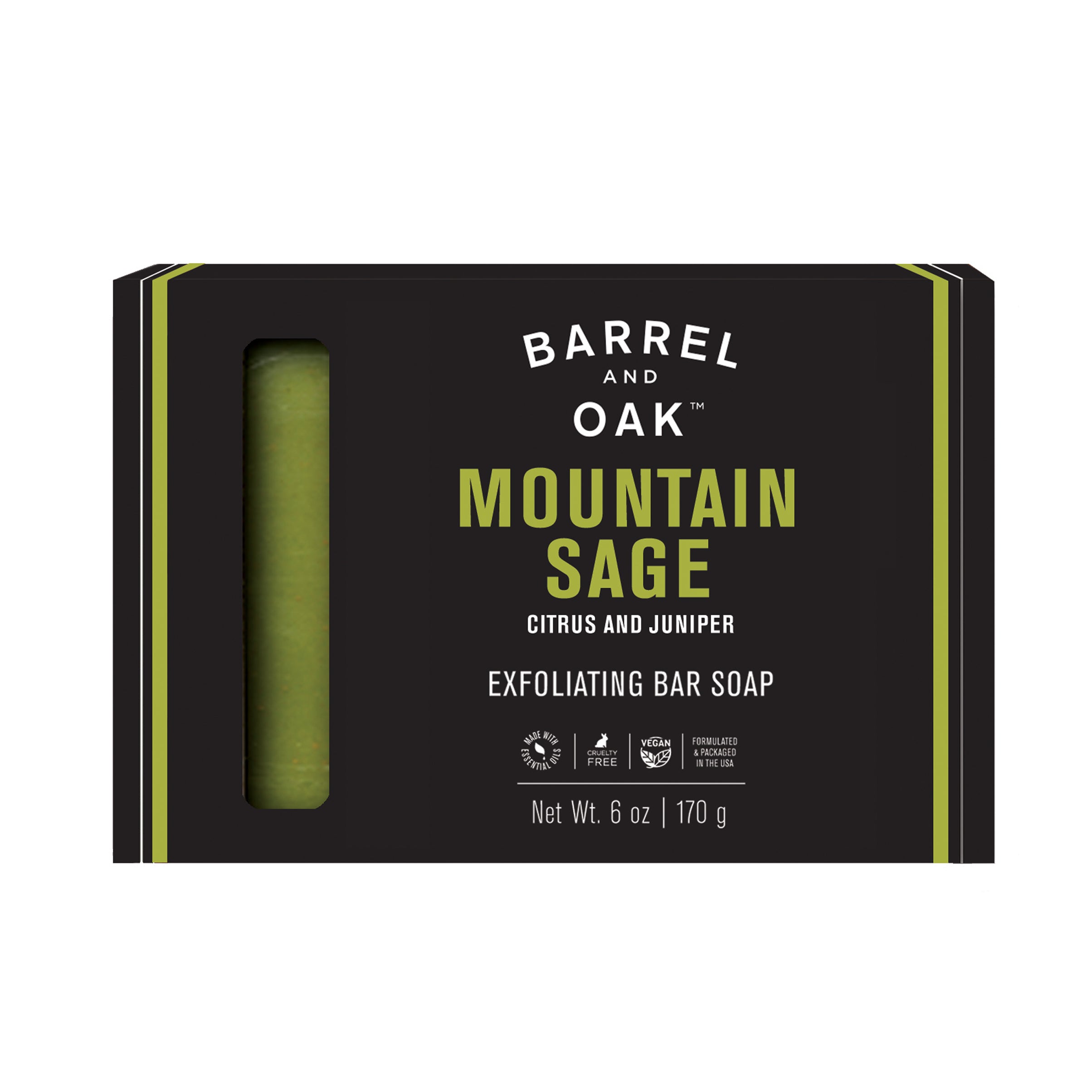 Barrel and Oak Mountain Sage Citrus and Juniper Exfoliating soap