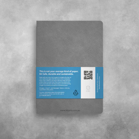 Bit Safe A6 pocket journal made from stone paper with Grey cover
