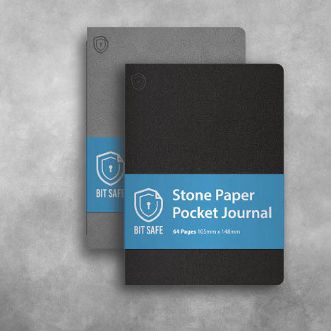 Bit Safe A6 pocket journal made from stone paper with Grey cover