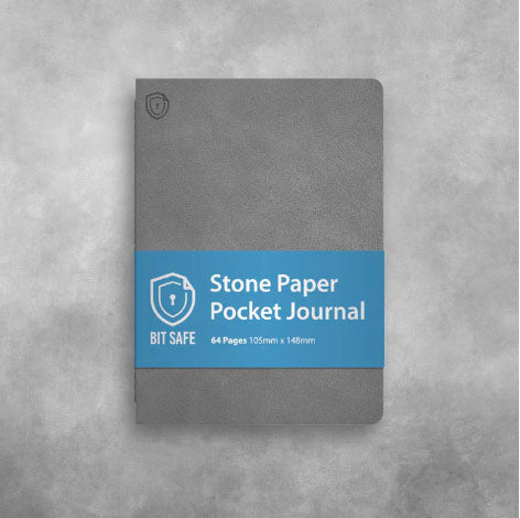 Bit Safe A6 pocket journal made from stone paper with Grey cover