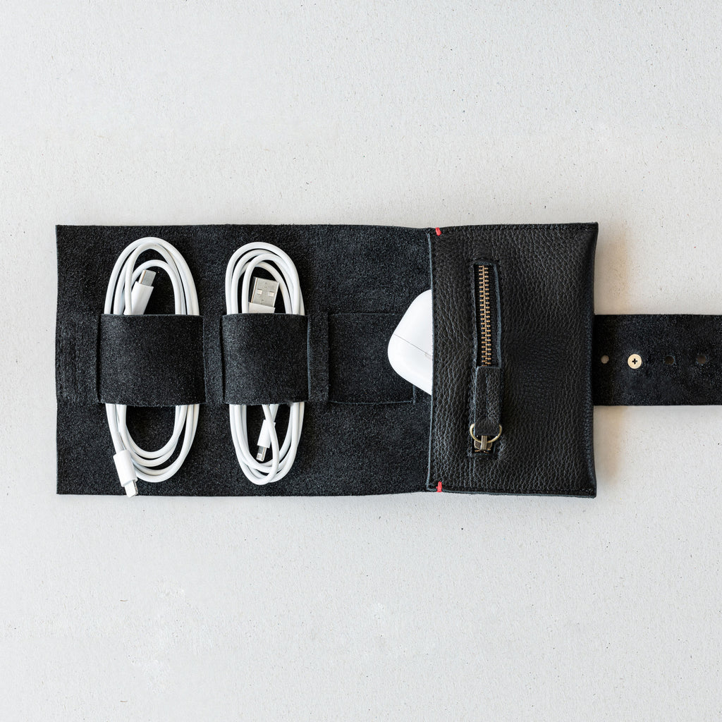 Afternoons with Albert black leather cord roll